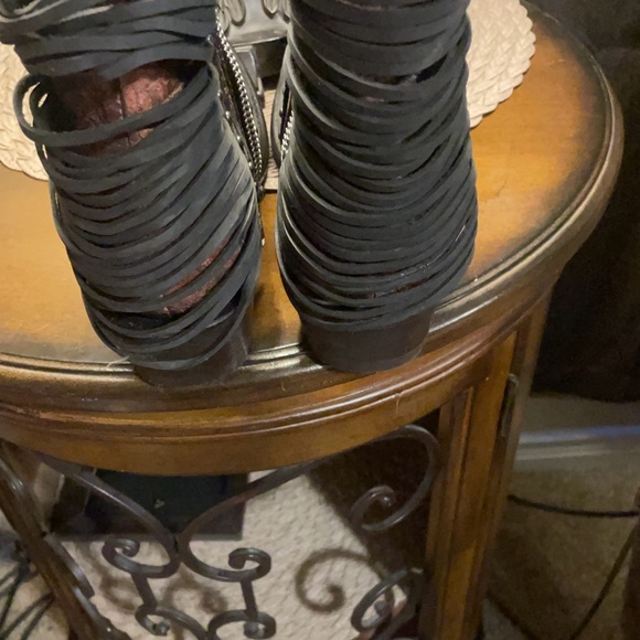 Corral Black and Burgundy Fringe Ankle Boots - Picture 4 of 5